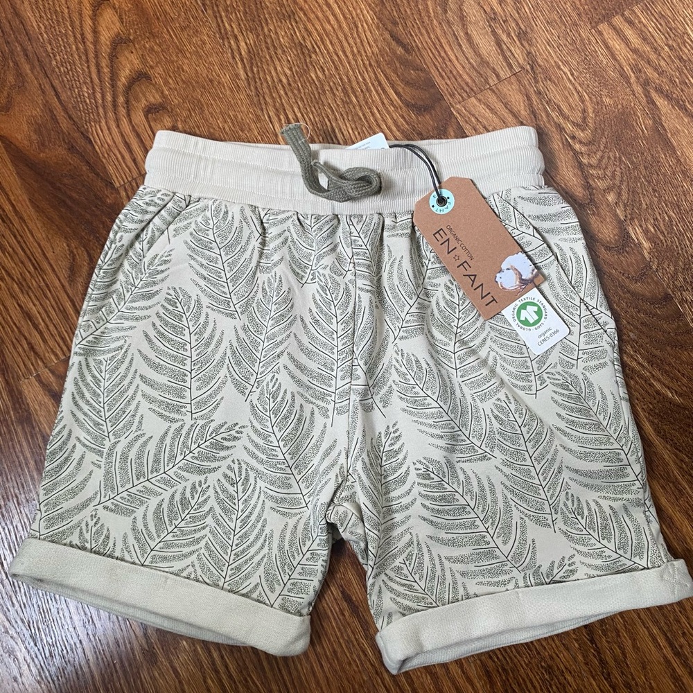 Tan Leaf Print kids Shorts enfant